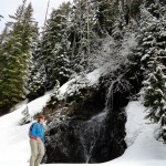 Snowshoeing past one of the many cascades along the way 2