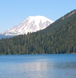 View of Mount Rainier from Packwood Lake